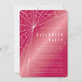 Invitation Chic Hot rose étincelant Spider Web Halloween Part (Devant)