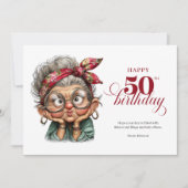 Invitation Chic humorous 50th woman card happy birthday (Devant)