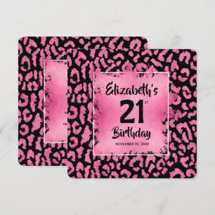 Invitation Chic Imprimé Léopard Rose Chaud 21e Anniversaire 