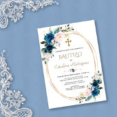 Invitation Chic Invitacion De Bautizo Gold Con Flores Baptême
