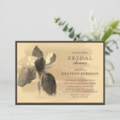 Invitation Chic Iris Floral Doré Mariage (Debout devant)