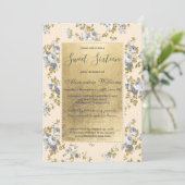 Invitation Chic ivoire gris or parties scintillant floral Swe (Debout devant)