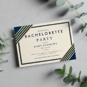 Invitation Chic ivoire marine bleu faux or Bachelorette Party