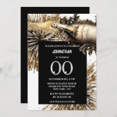 Invitation Chic jalon anniversaire feu d'artifice de vin mous (Devant / Derrière)