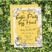 Invitation Chic Jaune fête de Pâques et chasse aux oeufs
