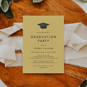 Invitation Chic Jaune Grad Casquette fête de graduation