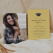 Invitation Chic Jaune Grad Casquette Photo Party