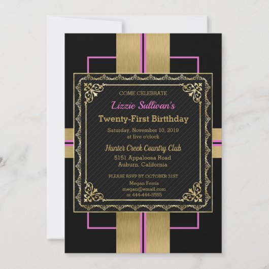 Invitation Chic Jazzy Gold (Devant)