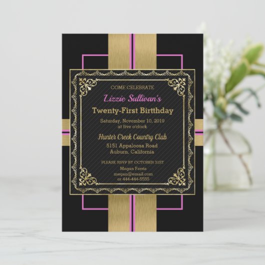 Invitation Chic Jazzy Gold (Debout devant)