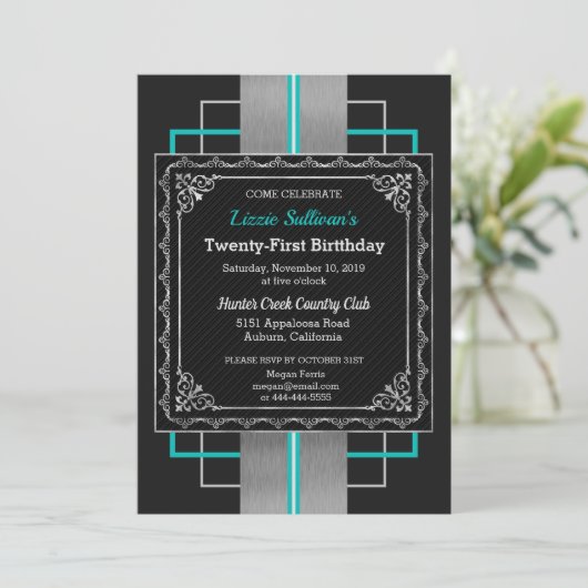 Invitation Chic Jazzy Silver (Debout devant)