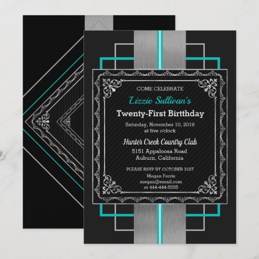 Invitation Chic Jazzy Silver (Devant / Derrière)