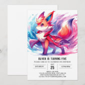 Invitation Chic Jouer Fox Anniversaire (Devant / Derrière)