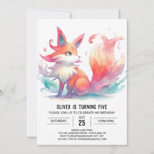 Invitation Chic Jouer Fox Anniversaire (Devant)