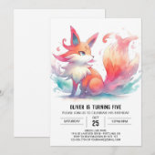 Invitation Chic Jouer Fox Anniversaire (Devant / Derrière)