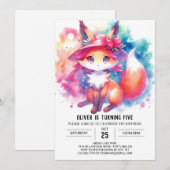 Invitation Chic Jouer Fox Anniversaire (Devant / Derrière)
