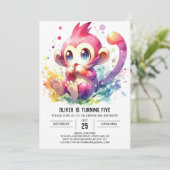 Invitation Chic Jouer Singe Anniversaire (Debout devant)