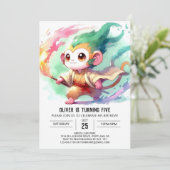 Invitation Chic Jouer Singe Anniversaire (Debout devant)