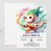 Invitation Chic Jouer Singe Anniversaire (Devant / Derrière)