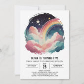 Invitation Chic Joyeux Nuages Fille Anniversaire (Devant)
