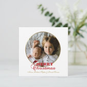 Invitation Chic Joyeux Vacances Script Poinsettia Monogramme (Debout devant)