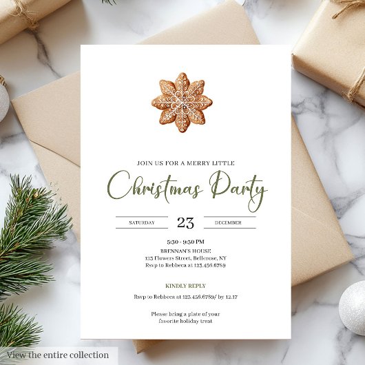 Invitation Chic Joyful Sage Green Minimalist Nordic Christmas