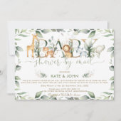 Invitation Chic Jungle Animaux Baby shower de verdure par mai (Devant)
