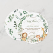 Invitation Chic Jungle Animaux Verdure Baby shower neutre (Devant / Derrière)