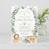 Invitation Chic Jungle Animaux Verdure Baptême Christening (Debout devant)