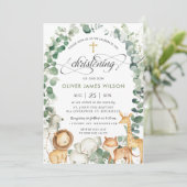 Invitation Chic Jungle Animaux Verdure Christening Baptême (Debout devant)