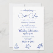 Invitation Chic Just Love Code QR Vie Marine Mariage (Devant)