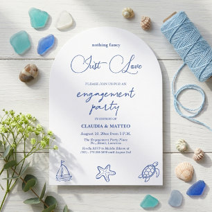 Invitation Chic, juste amour, vie marine, fête de fiançailles