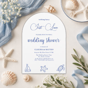 Invitation Chic, juste amour, vie marine, mariage, douche