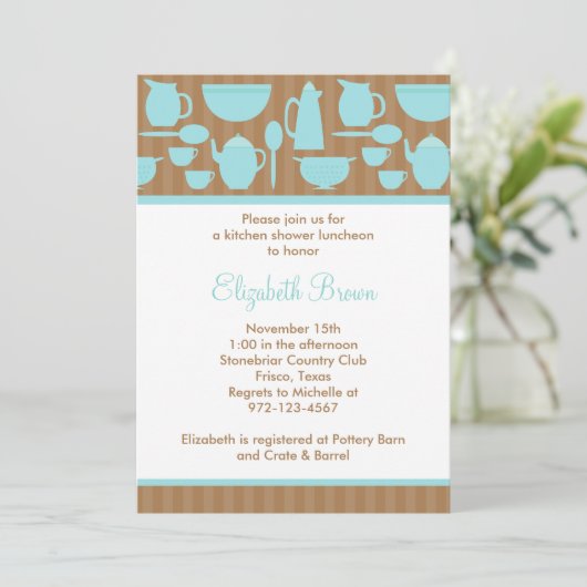 Invitation Chic Kitchen Bridal Shower (Turquoise) (Debout devant)