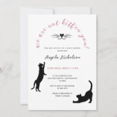 Invitation Chic Kitten Baby shower fille noire et rose (Devant)