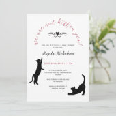 Invitation Chic Kitten Baby shower fille noire et rose (Debout devant)