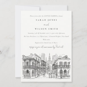 Invitation Chic La Nouvelle-Orléans Louisiane Croquis Couple