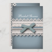 Invitation Chic Lace Cute Bow quelque chose de bleu nuptiale  (Devant / Derrière)