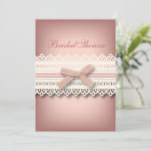 Invitation Chic Lace Cute Bow Rose kawaii douche nuptiale (Debout devant)