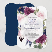 Invitation Chic Lavande Purple Floral Bloom 50e anniversaire (Devant / Derrière)