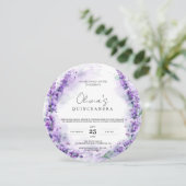 Invitation Chic Lavender Aquarelle Photo Moderne Quinceanera (Debout devant)