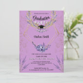 Invitation Chic Lavender Floral Gold Parties scintillant Part (Debout devant)