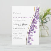 Invitation Chic Lavender Foliage 50e anniversaire de Mariage (Debout devant)