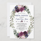 Invitation Chic Lavender Navy Blue Floral Bloom Bridal Shower (Devant)