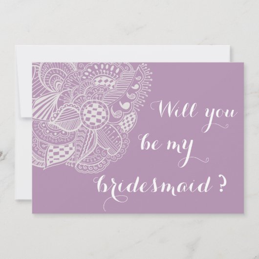 Invitation Chic Lavender Paisley Seras-Tu Ma Serveuse D'Épous (Devant)