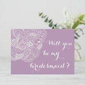 Invitation Chic Lavender Paisley Seras-Tu Ma Serveuse D'Épous (Debout devant)