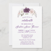 Invitation Chic Lavender Plum Floral Purple Photo Graduation (Dos)