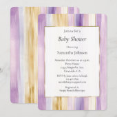 Invitation Chic Lavender Purple Gold Stripes Baby Shower (Devant / Derrière)