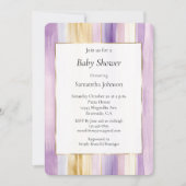 Invitation Chic Lavender Purple Gold Stripes Baby Shower (Devant)