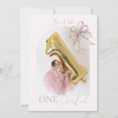 Invitation Chic Lavender Ribbon bow First birthday  (Devant)