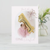 Invitation Chic Lavender Ribbon bow First birthday  (Debout devant)